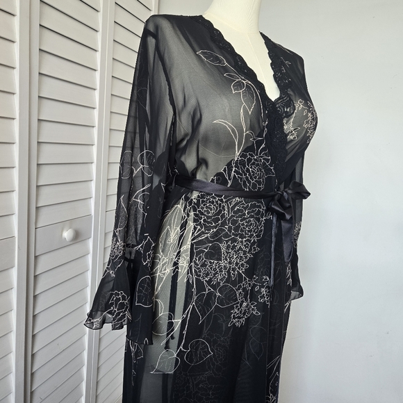 Delicates Floral Sheer Robe Women's‎ XL Whimsigoth Fairygrunge Romantic Retro - Picture 3 of 12